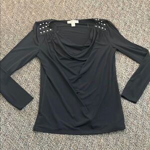 MICHAEL Michael Kors Black Embellished Cut Out Blouse
